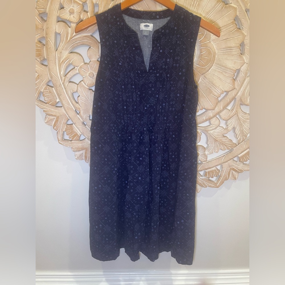 Old Navy Navy & White Design Midi Dres